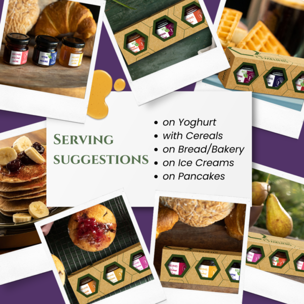 Crunchy and Irresistible - Set 3 x 40 g - Acacia Honey with Blueberries, Quinces and Sour Cherries