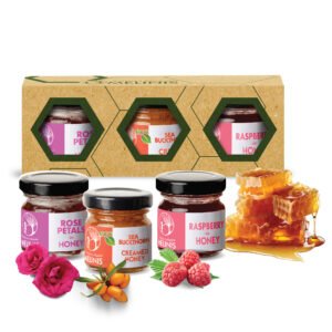 Fresh and Flavored - Set 3 x 40 g - Honey with Rose Petals, Sea Buckthorn, Raspberries