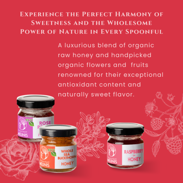 Fresh and Flavored - Set 3 x 40 g - Honey with Rose Petals, Sea Buckthorn, Raspberries