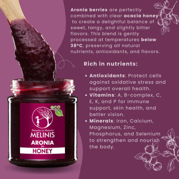 Organic Acacia Honey with Organic Aronia Berries Spread, 230 g