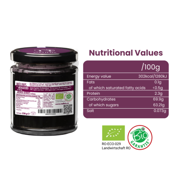 Organic Acacia Honey with Organic Aronia Berries Spread, 230 g