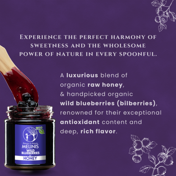 Organic Acacia Honey with Organic Wild Blueberries Whole Fruit