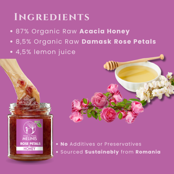 Organic Acacia Honey with Rose Petals