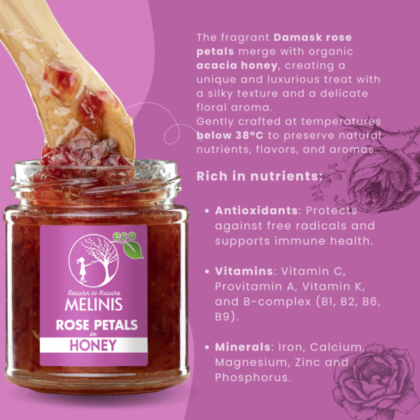 Organic Acacia Honey with Rose Petals