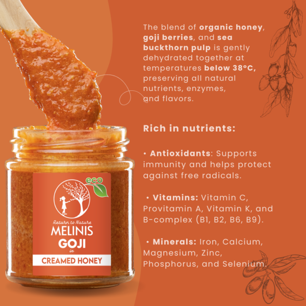 Organic Multiflower Honey with Raw Organic Goji Berry & Sea Buckthorn